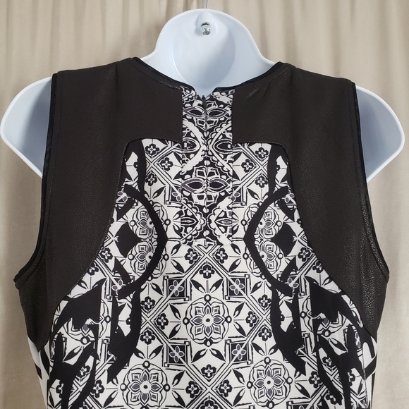 NWOT Hale Bob black & white floral geometric print illusion dress Womens… - Picture 4 of 7